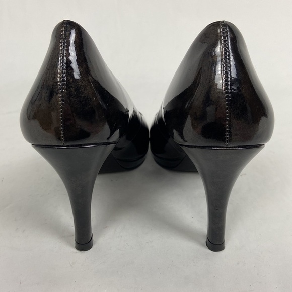 Alex Marie Cashmere Pansy Grey Patent Leather Stiletto Peep Toe Heel Pumps - Picture 12 of 16